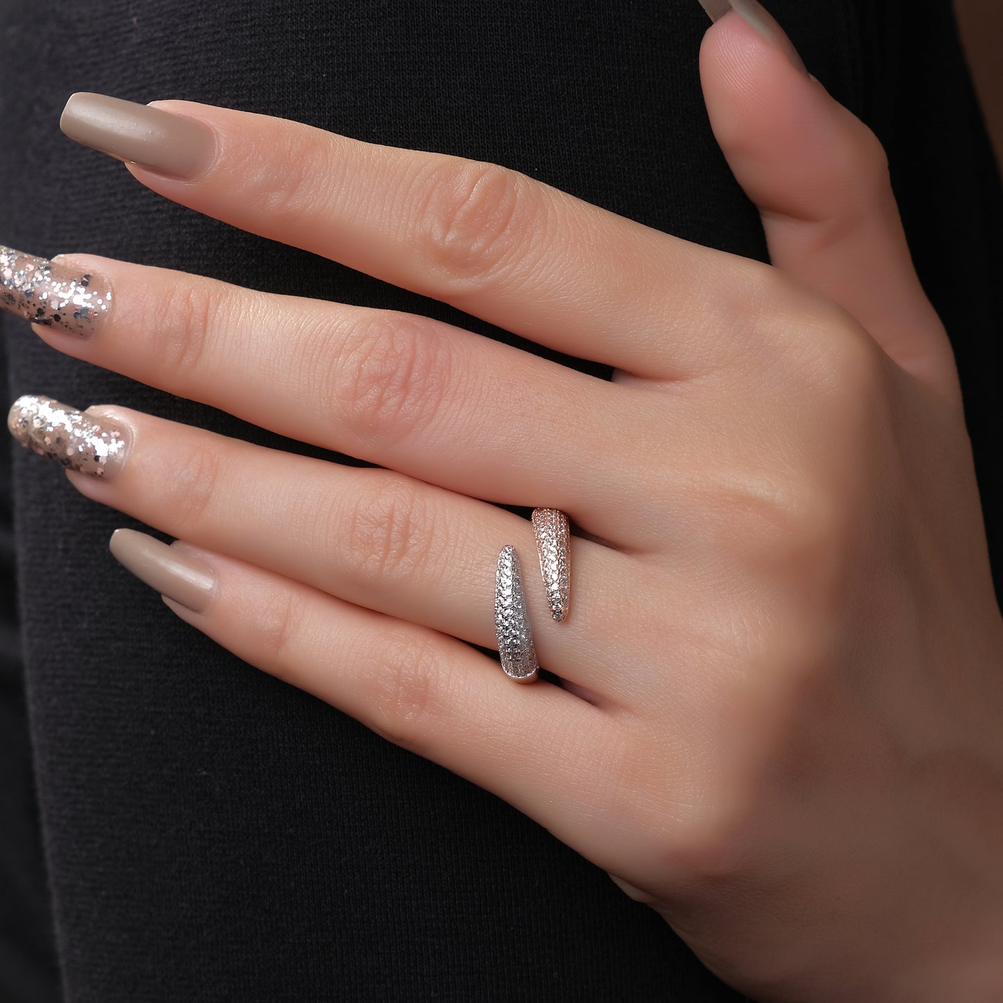Rose Gold Silver Diamond Ring
