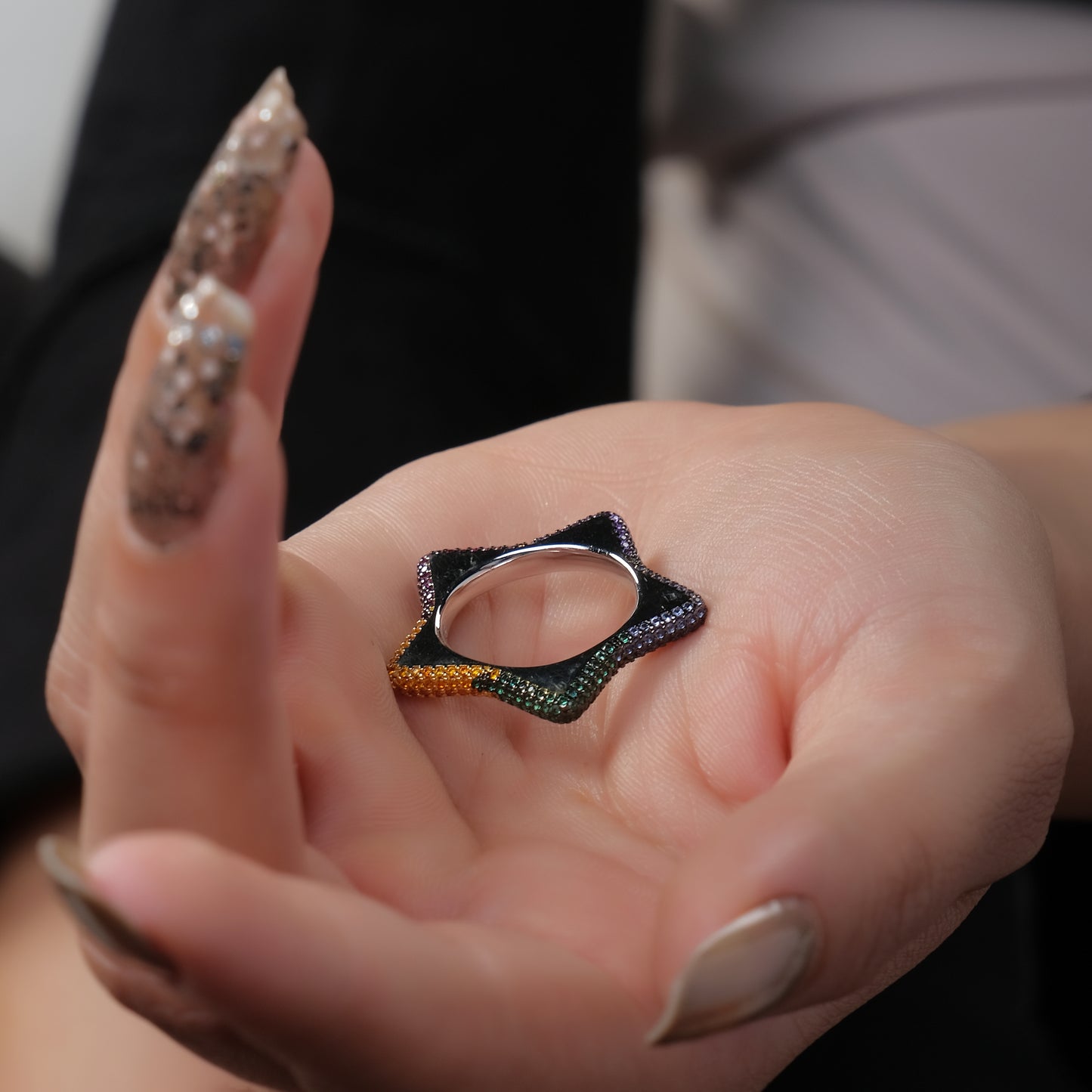 Multicolor Star Diamond Ring