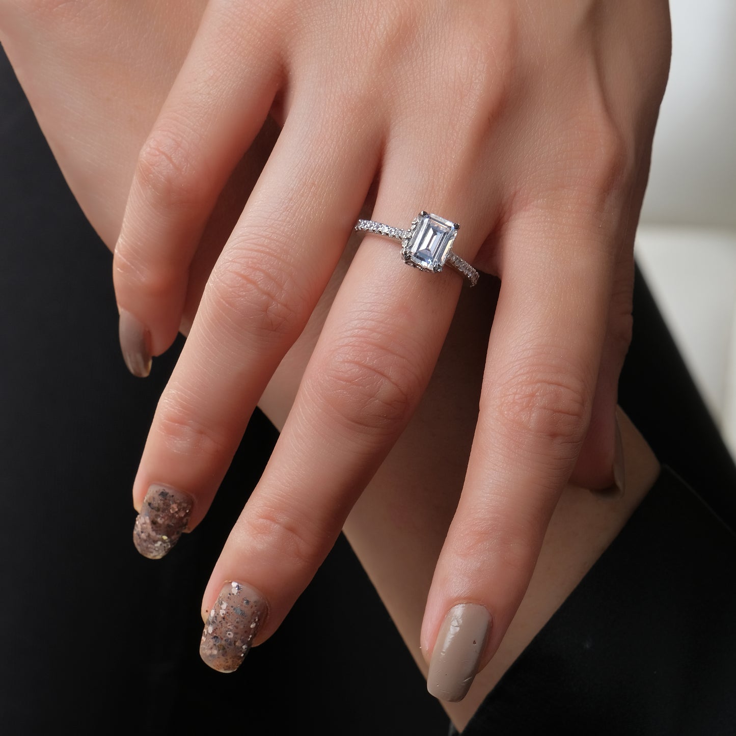 Square Diamond Platinum Ring