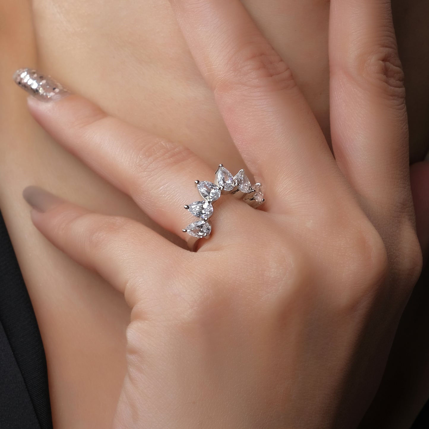 Five Stone Silver Woman Ring