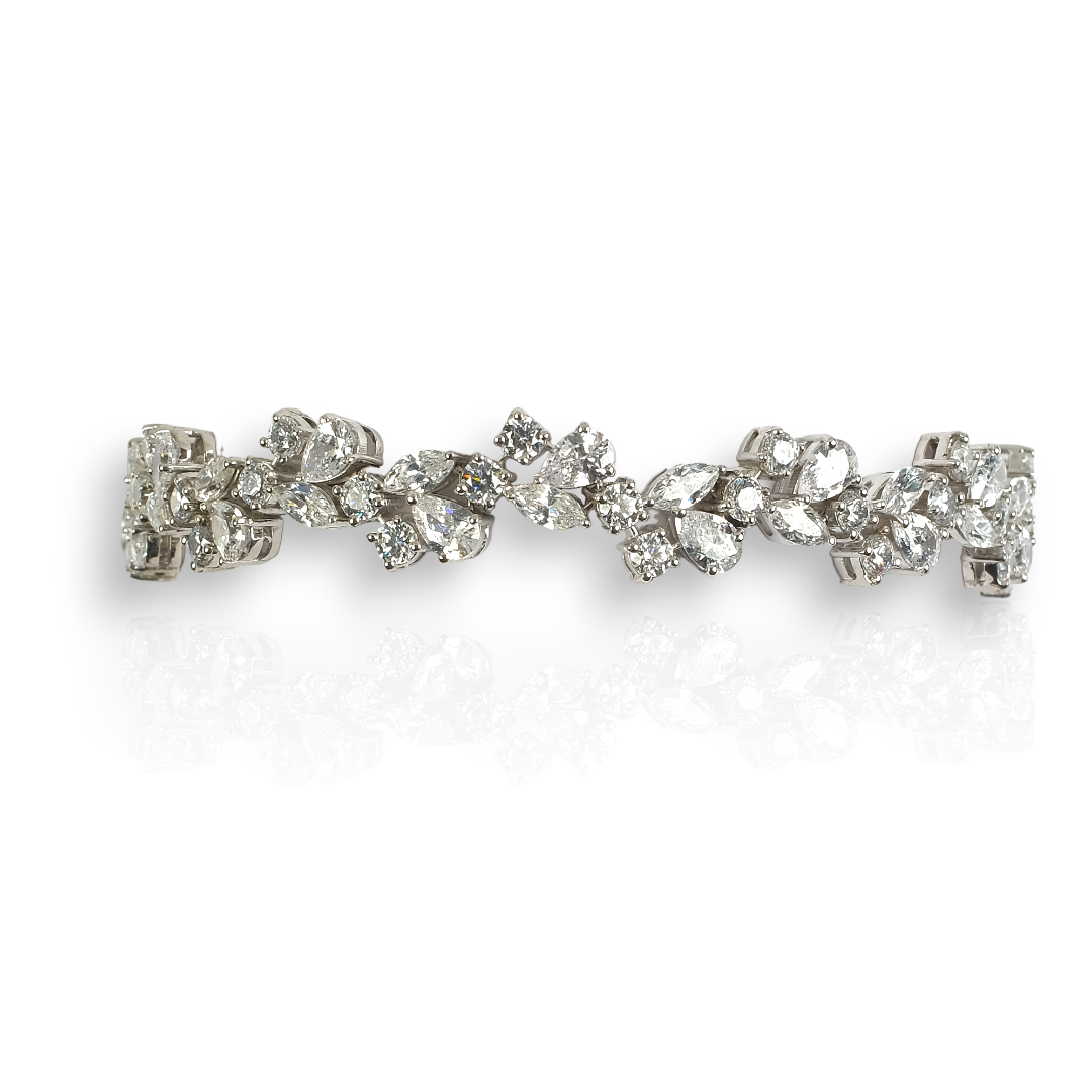 Silver bridal Baguette crystal cuff bracelet