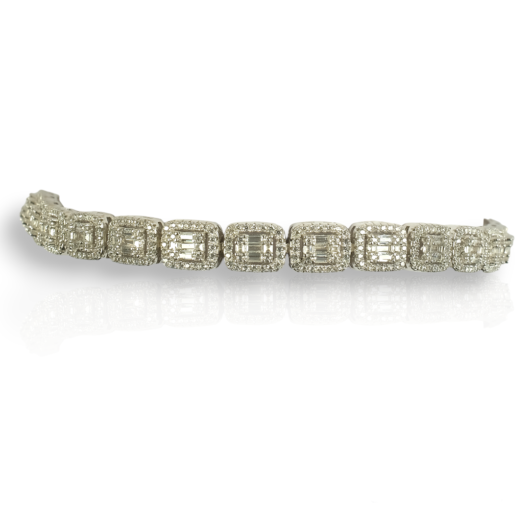 Silver square diamond bracelet