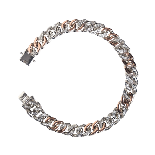 Gold And Silver Cuban Chain Bracelet