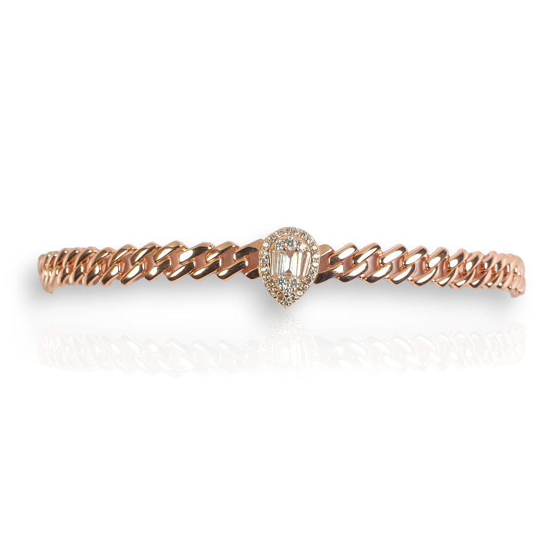 The linked solitaire silver rose gold bracelet