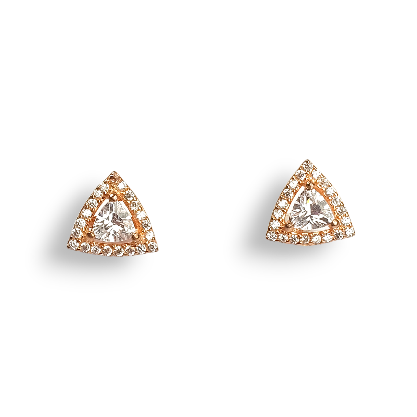Dazzling Triangle Rose Gold Sterling Earrings