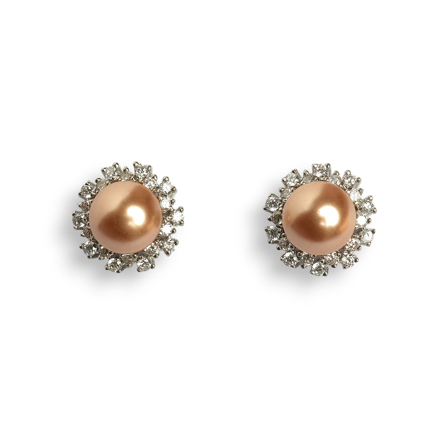 Pearls Cubic Rose Gold Earrings