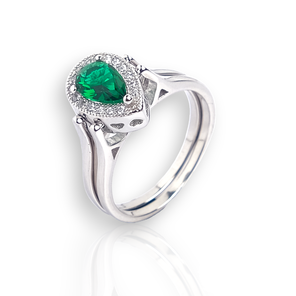 Bella Silver Green Emerald Ring