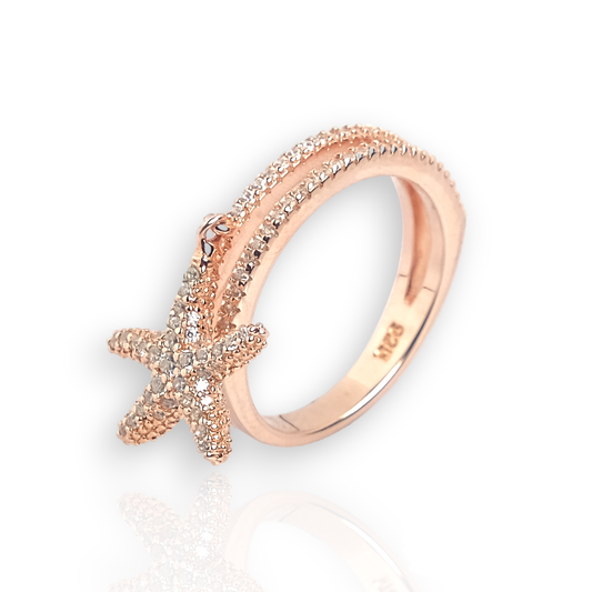 CLARA Sterling Rose Gold Star Fish Ring