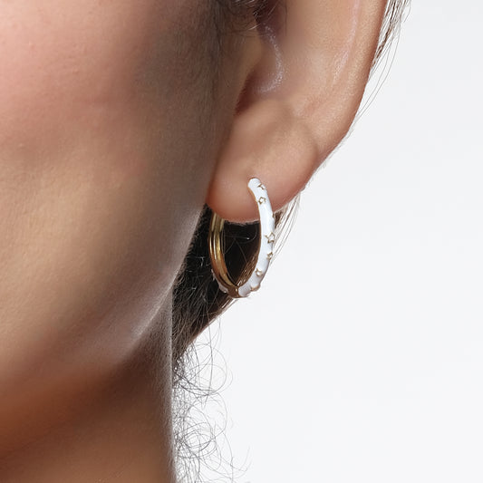 Beautiful White  Earring With Stone Work