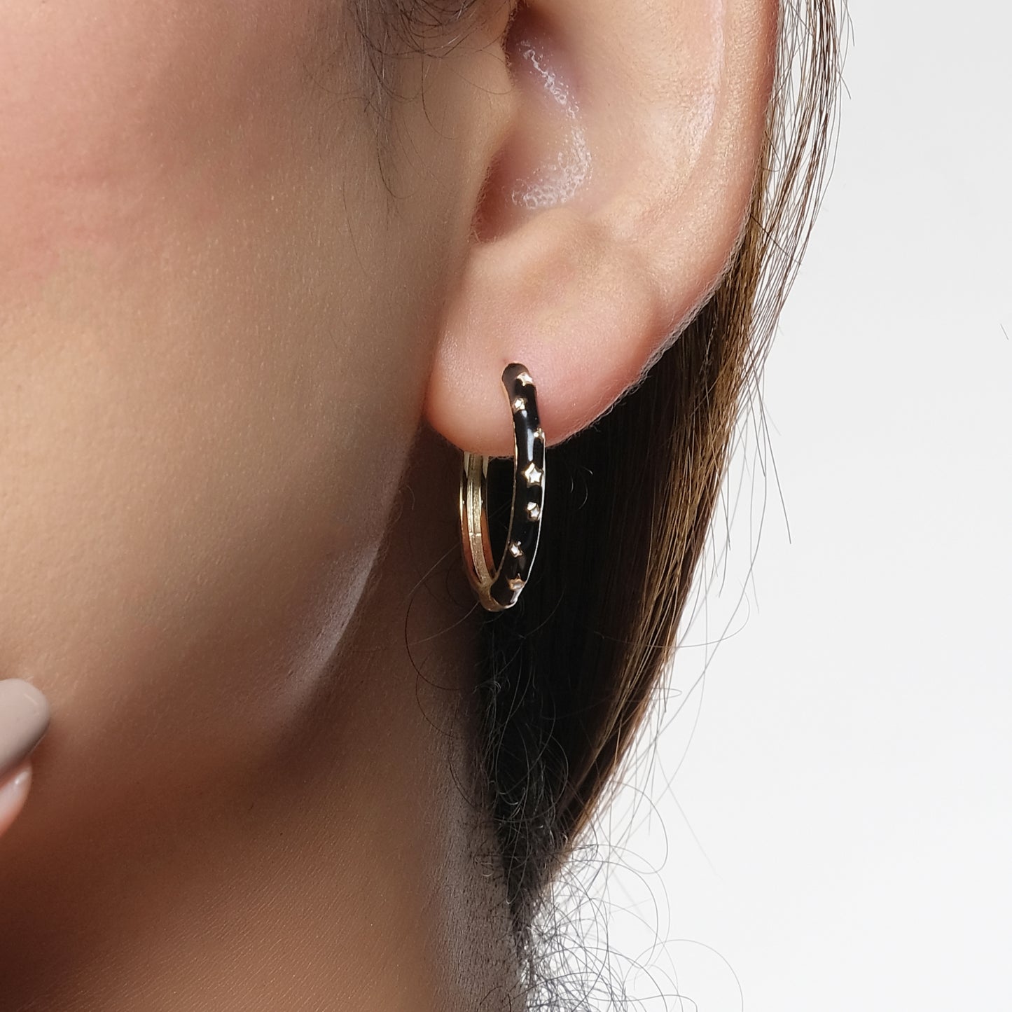 Black Earring With Stone Work