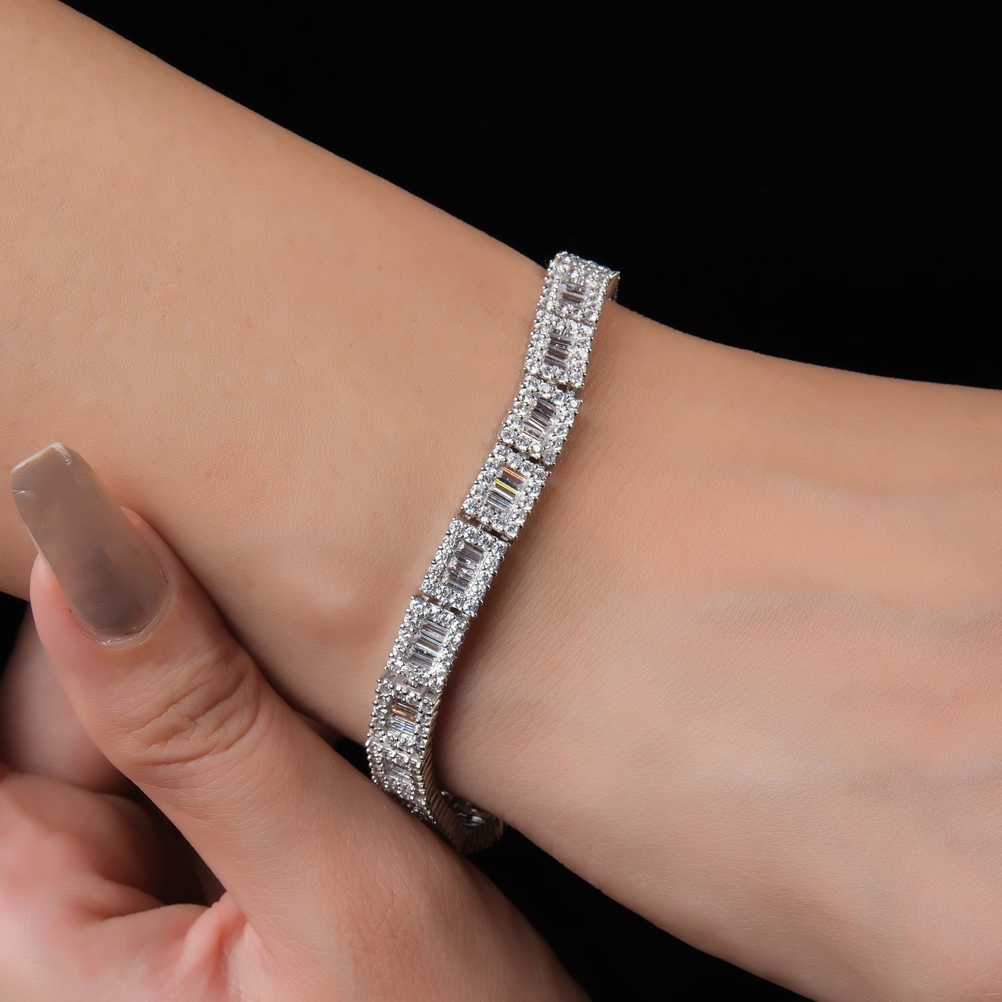 Sleek square diamond bracelet