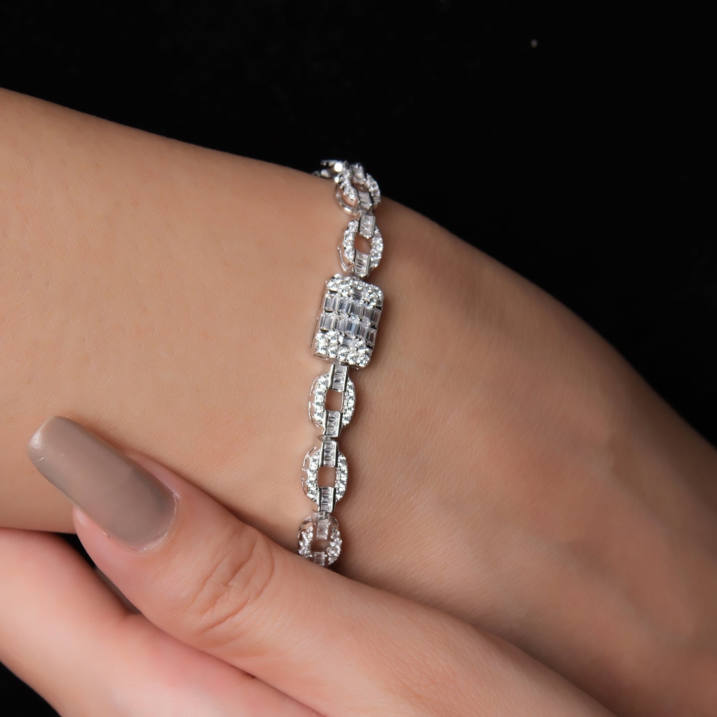 White finish faux diamond bracelet