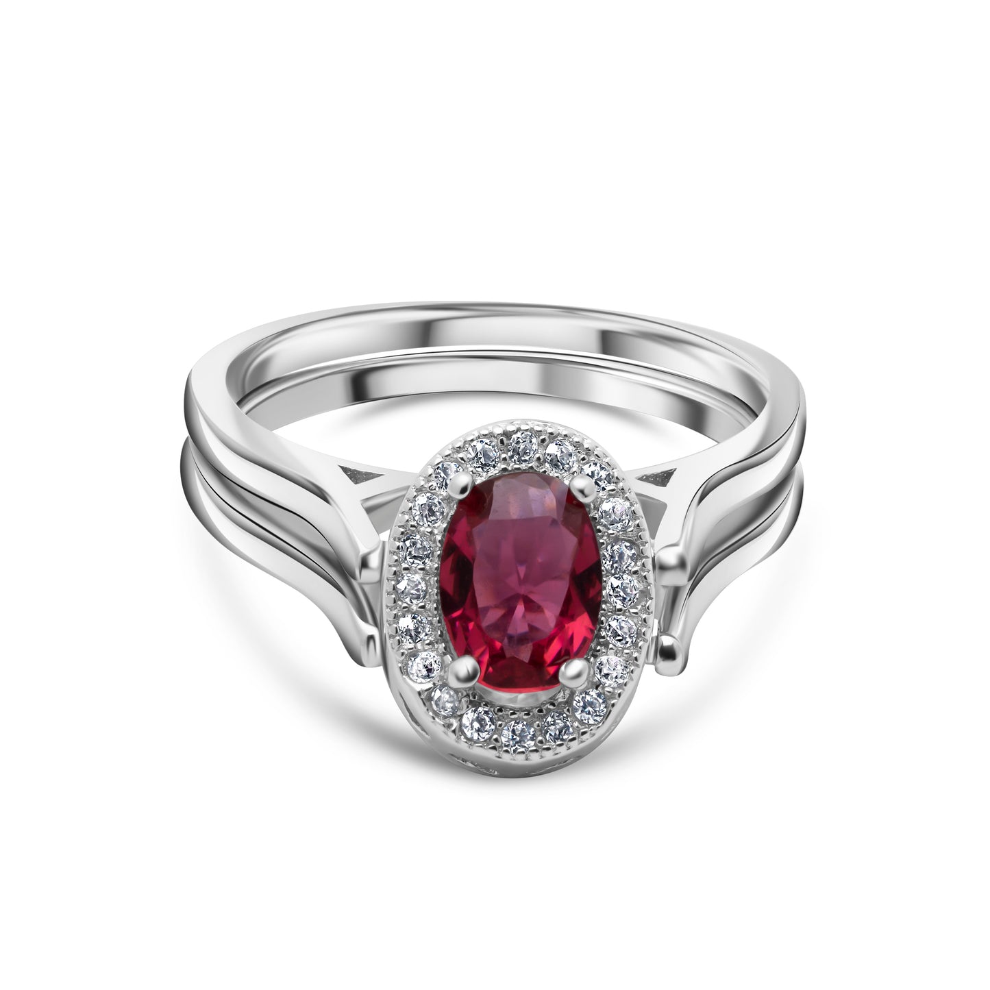 Silver Alluring Red Ruby Stone Ring
