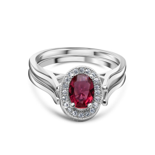 Silver Alluring Red Ruby Stone Ring