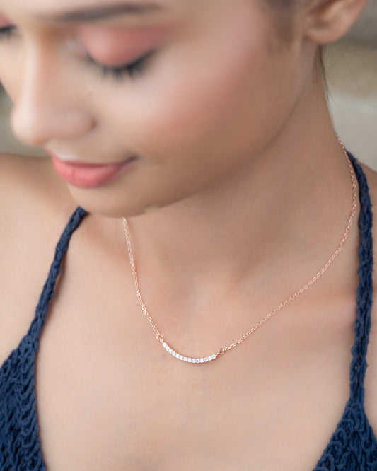 Rose Gold Zircon Arc Necklace