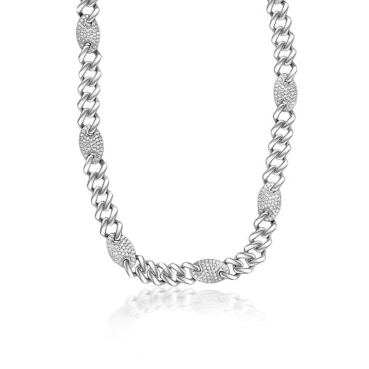 Silver Unique Designer Unisex Cubon with Crystal Studded Pearls