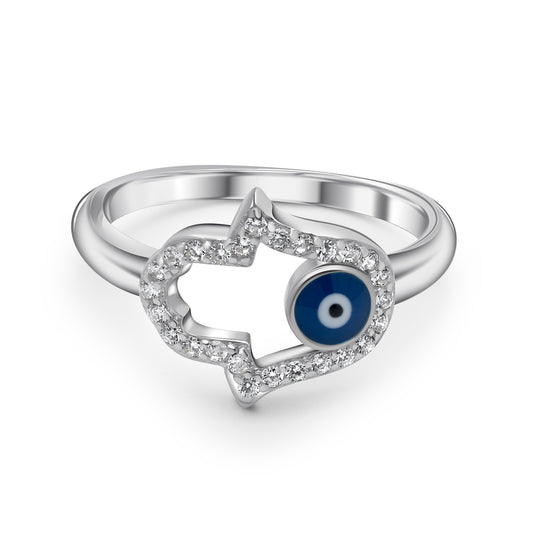 Silver Authentic Blue Evil Eye Ring